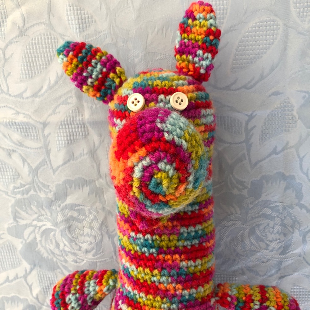 Multicolored Handknit Stuffed Animal